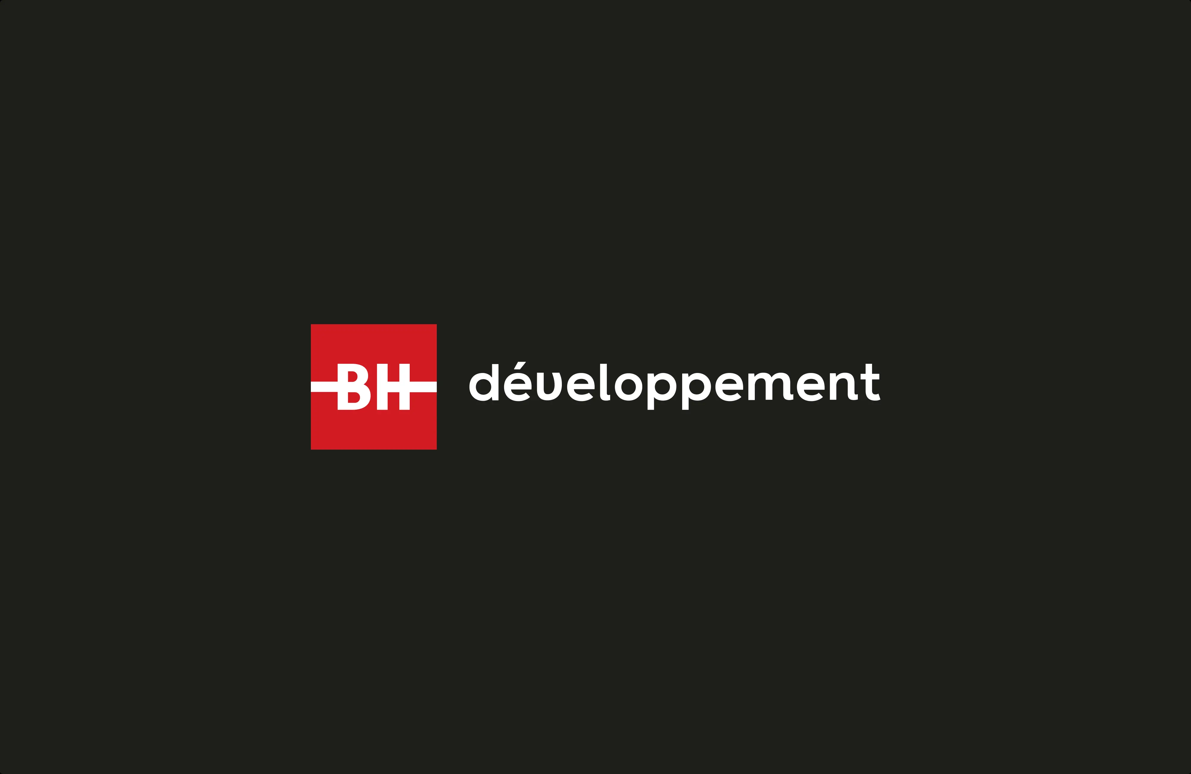 Logo BH développement sur fond foncé