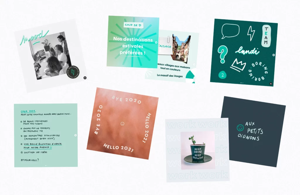 Aperçu de quelques visuels créés pour le compte Instagram Peexeo