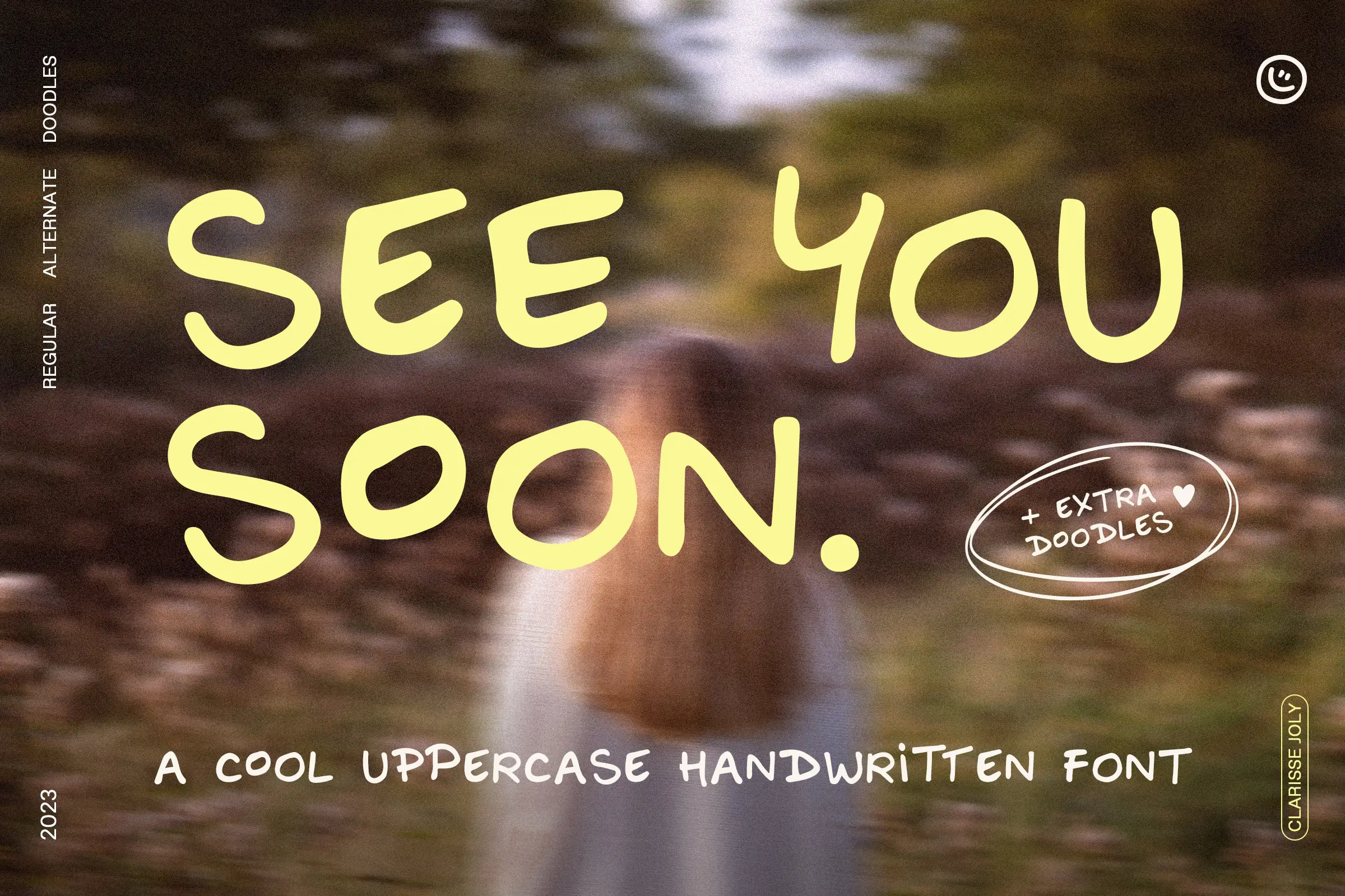 Typographie "see you soon" + extra doodles par Clarisse Joly, a cool uppercase handwritten font
