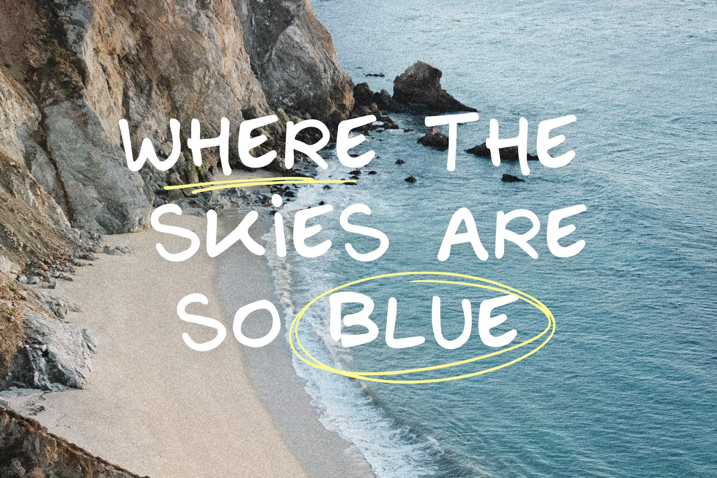 Where the skies are so blue - Typographie "see you soon" + extra doodles par Clarisse Joly, a cool uppercase handwritten font