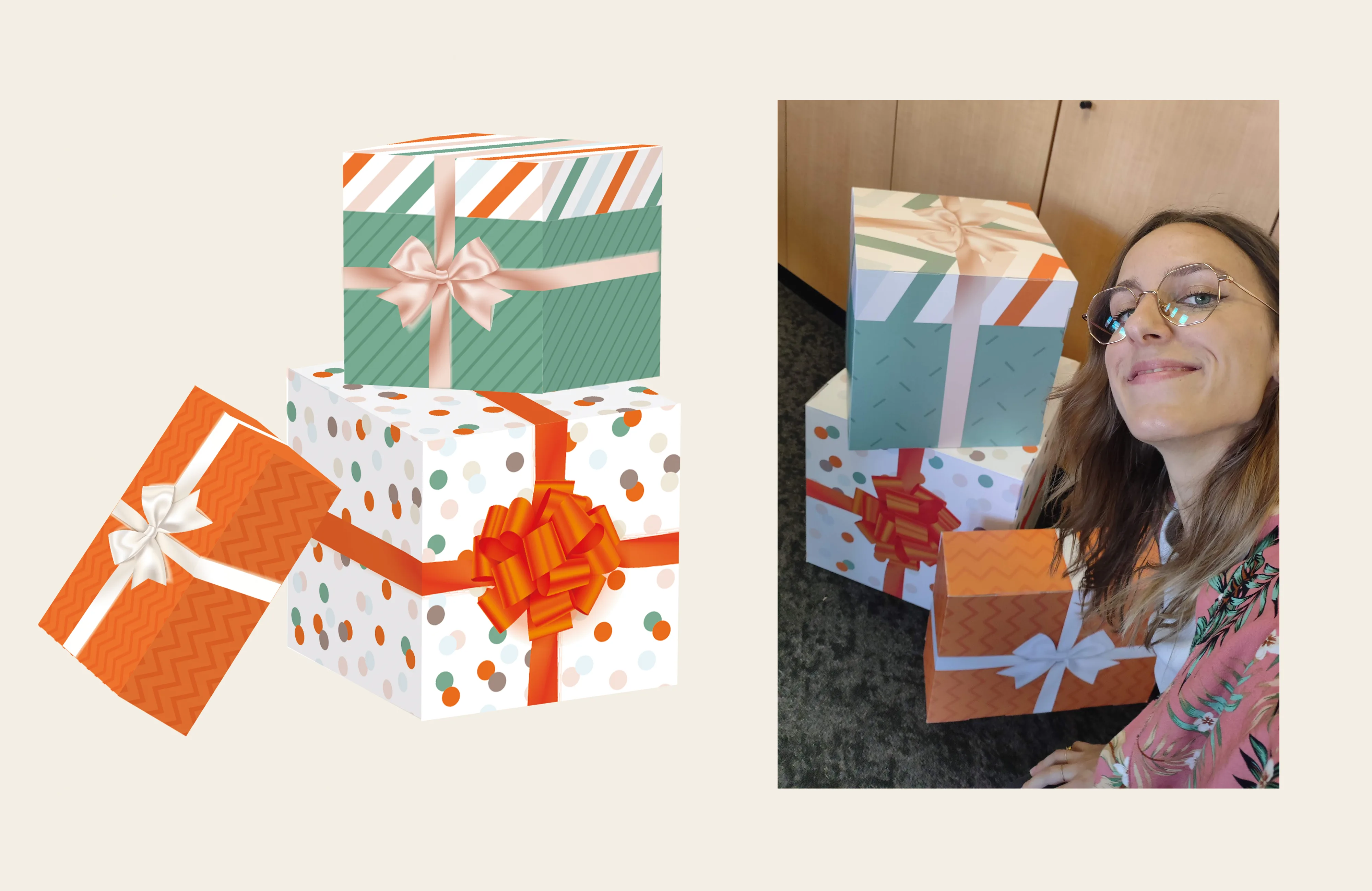 PLV sur-mesure pour le mois anniversaire avec des cadeaux et une bougie en volume