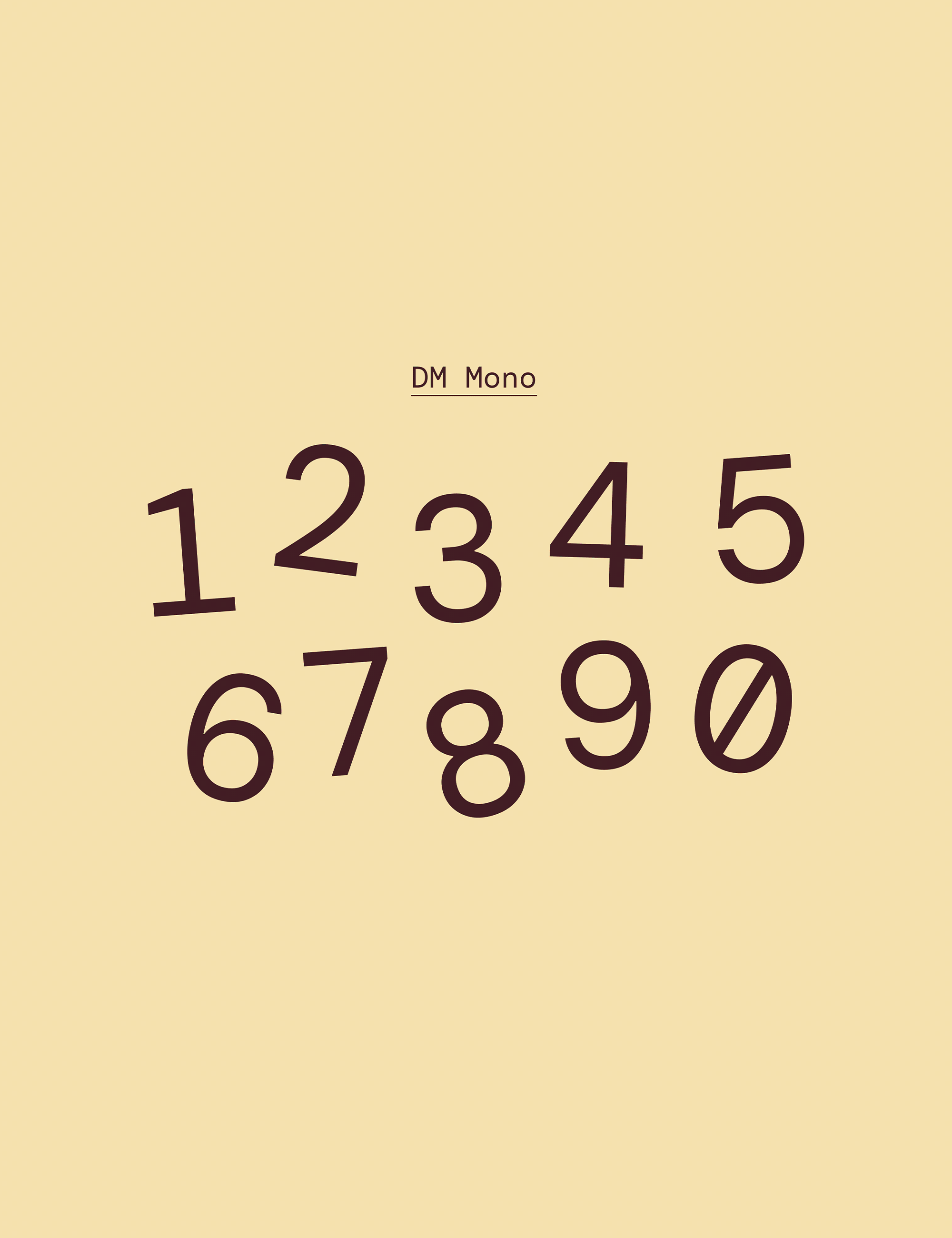 Aperçu de la typo DM Mono utilisée pour l'identité de Plow, par Clarisse Joly (rvb challenge)